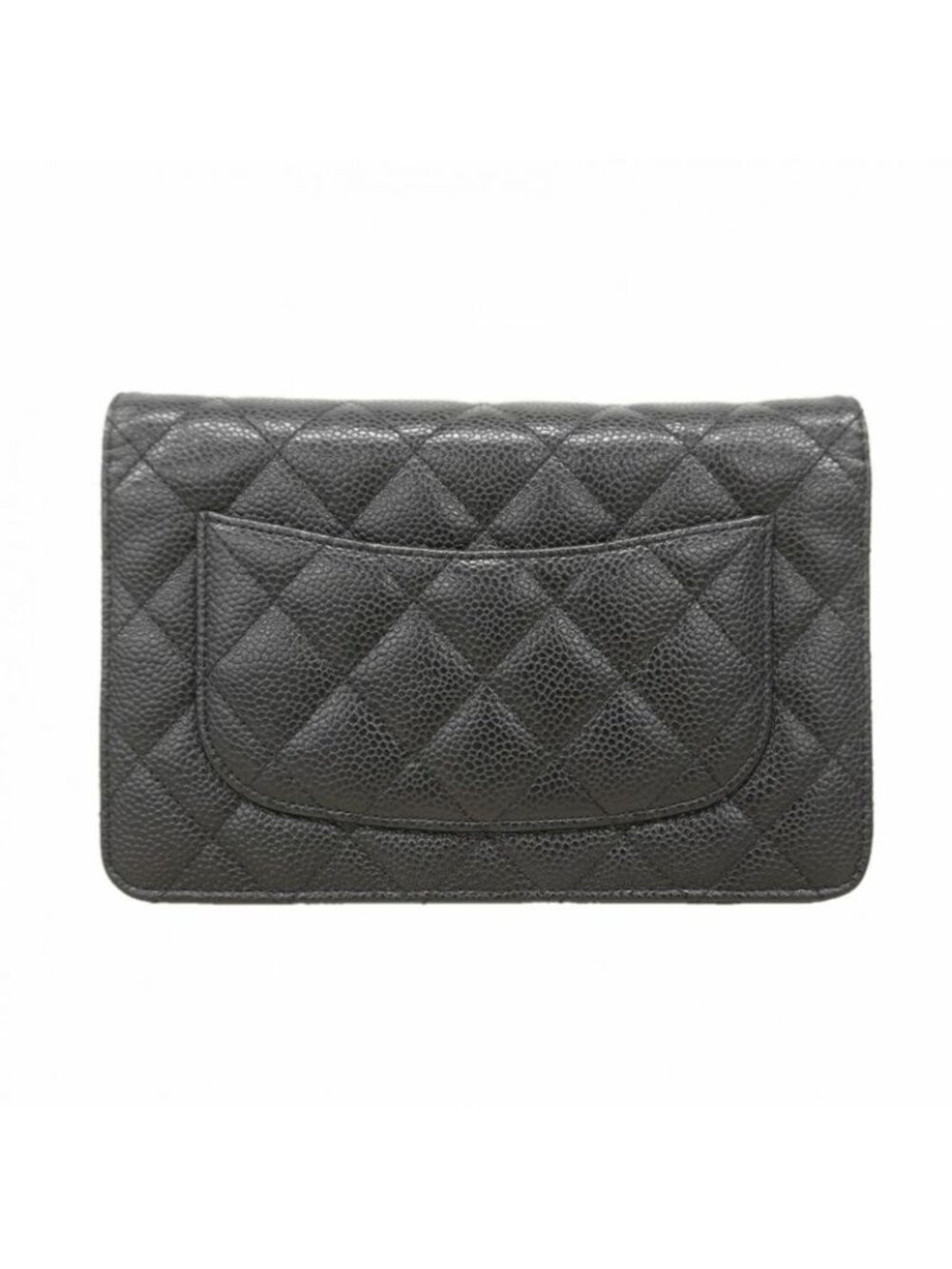 Chanel Shoulder Wallet Quilted Caviar Leather Black Silver - Picture 9 of 10